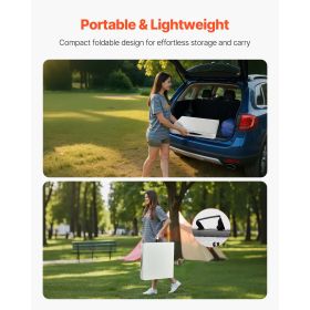 Folding Table, 4 Ft Heavy Duty Portable Fold-in-Half Utility Table, Indoor Outdoor Plastic Rectangle Table with Adjustable Height and Built in Ha